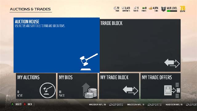Madden NFL 19 Auctions House